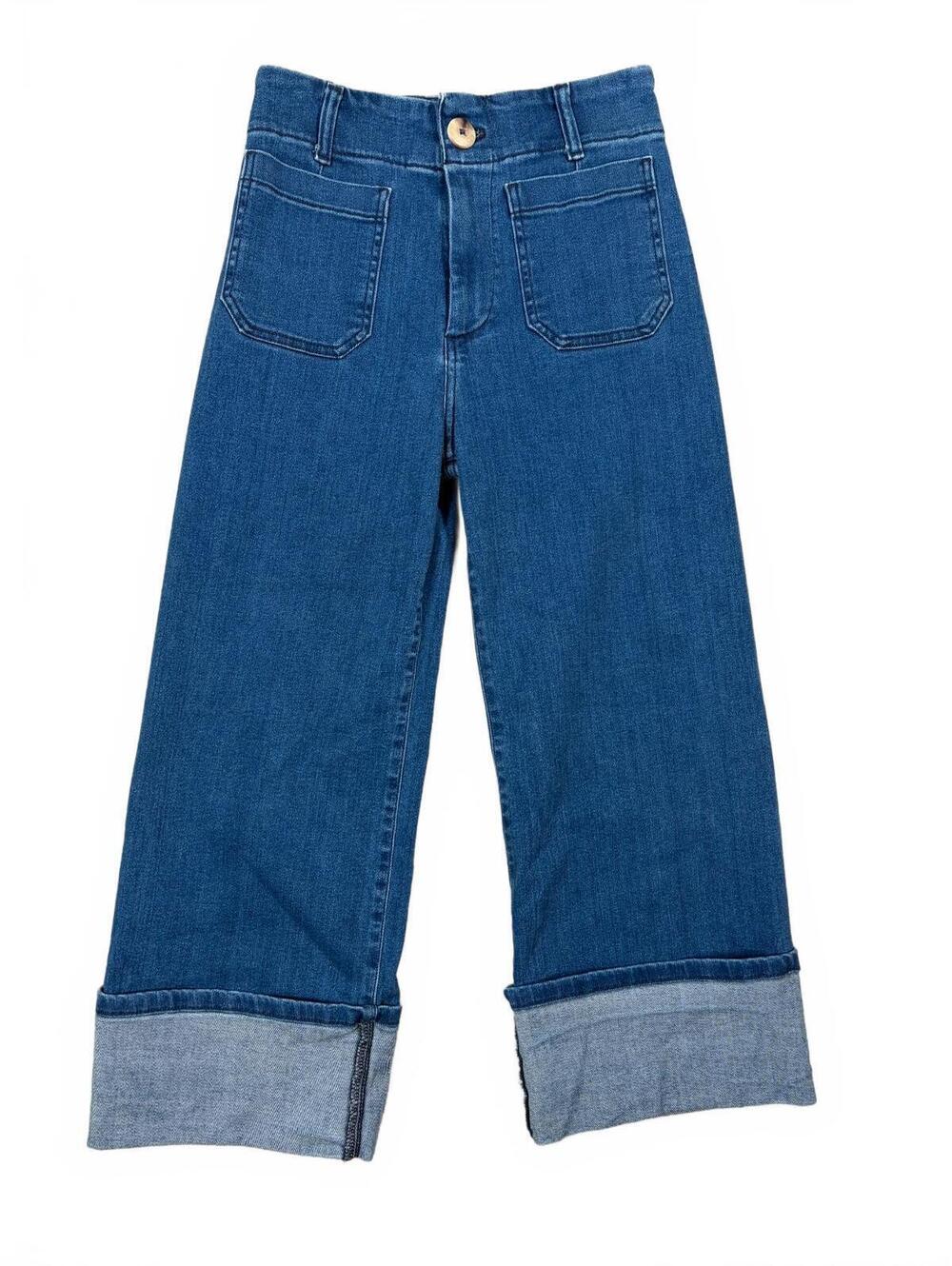 Maeve The Colette Petite Wide Leg Crop Jeans 27P Blue Denim 22" Inseam Fall